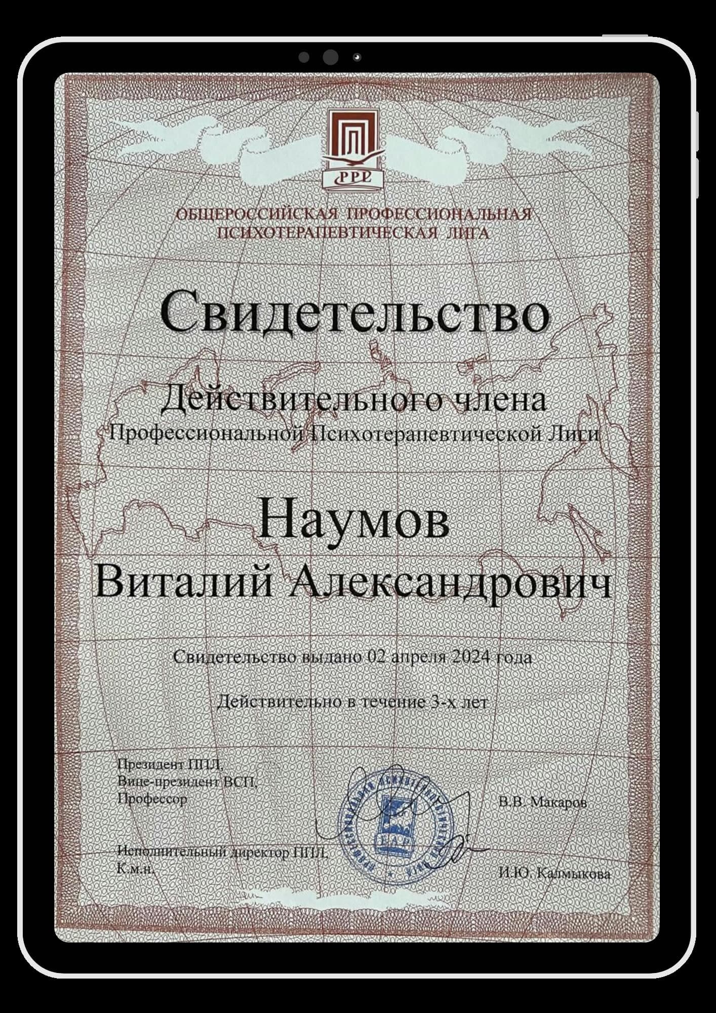 Сертификат дополнительной подготовки 9
